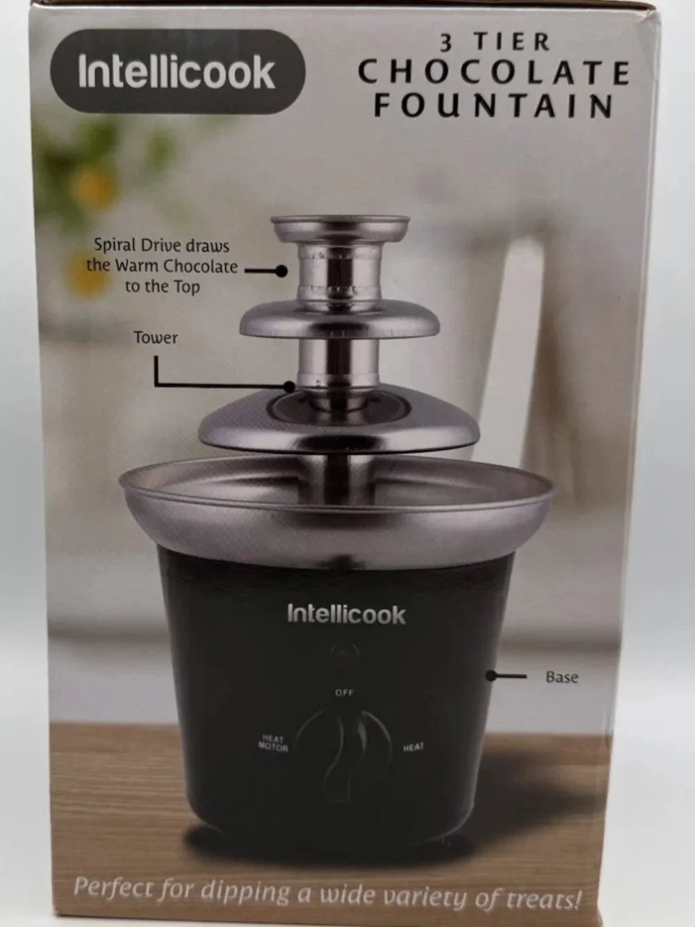 NIB IntelliCook 3-Tier Chocolate Fountain SB1-811 32W Black Silver